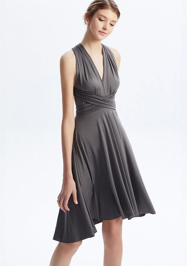 Charcoal Grey Midi Convertible Infinity Dress