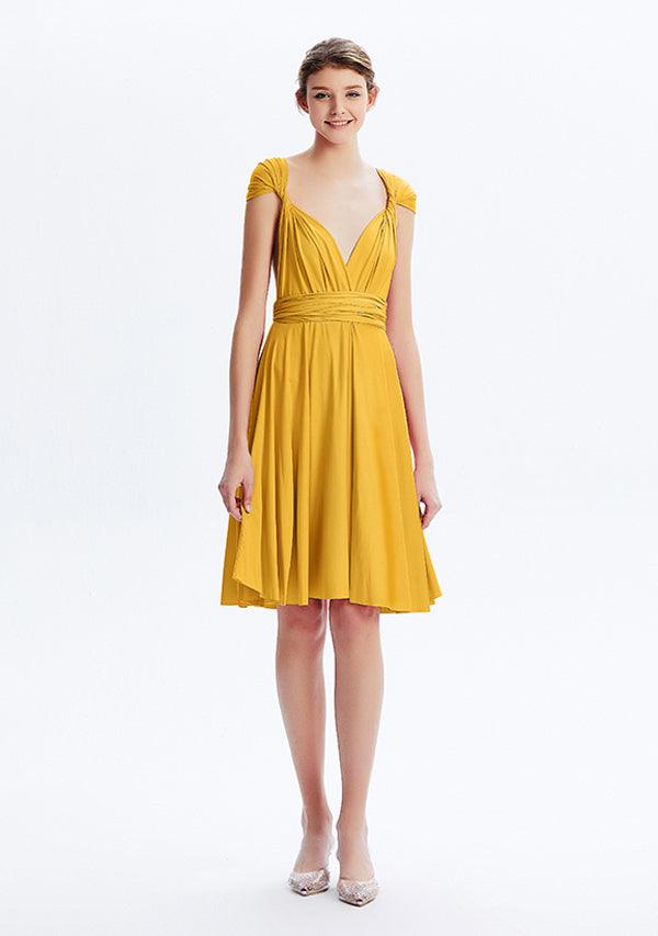 Mustard Yellow Midi Convertible Infinity Dress - INFIWING