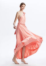 Peach Coral Maxi Convertible Infinity Dress