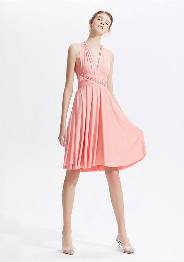 Peach Coral Midi Convertible Infinity Dress