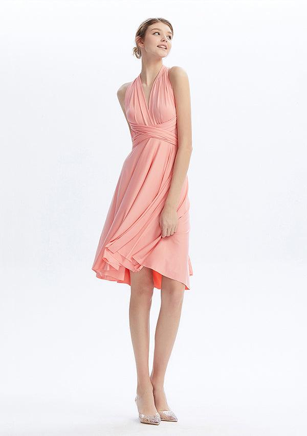 Peach Coral Midi Convertible Infinity Dress