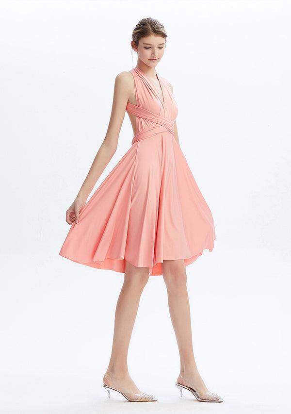 Peach Coral Midi Convertible Infinity Dress