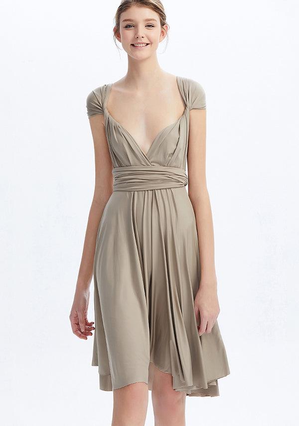 Taupe Midi Convertible Infinity Dress - INFIWING